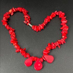 1970’s Red Coral Teardrop 16” Choker Necklace